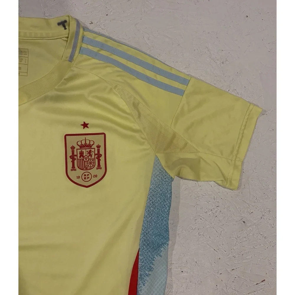 Adidas Spain 2024 Away Soccer Jersey Mens S Slim Fit Aeroready Football Yellow